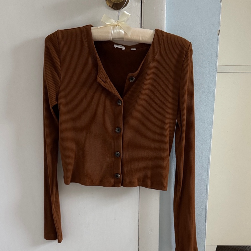 Aritzia Wilfred Neptune Long Sleeve - Chestnut